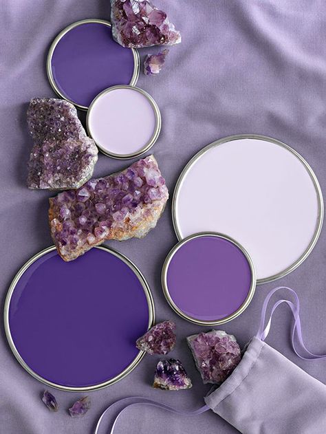 Purple is versatile because it is a mix of red and blue, and the exact color can vary based on the ratio of red to blue: http://www.bhg.com/decorating/color/paint/purple-paint-colors/?socsrc=bhgpin031214amethystpurple&page=2 Purple Paint Colors, Purple Vibe, Seni 2d, Lavender Aesthetic, Color Violeta, Purple Paint, Purple Love, All Things Purple, Aesthetic Colors