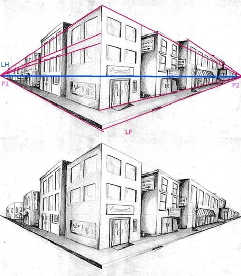 Drawings Of Buildings, Perspective Sketch, Architecture Drawing Sketchbooks, Perspective Drawing Architecture, Architecture Drawing Plan, Easy Drawing Steps, Perspective Drawing Lessons, Desain Buklet, Canvas For Beginners