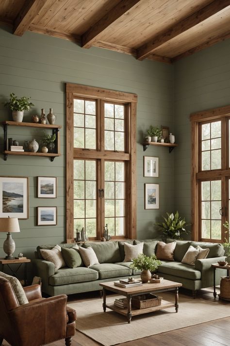 21 Sage Green Living Room Ideas – The Dear Lab Sage Green And Oak Living Room, Green Sofa Cottage Living Room, Mid Century Modern Living Room Sage Green, Sage And Silver Living Room, Scandinavian Green Living Room, Cottagecore Green Living Room, Green Couch Rustic Living Room, Mossy Green Living Room Walls, Cozy Green Living Rooms