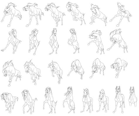 Spirit – Stallion of the Cimarron – Model Sheets | Traditional Animation Poses Group, Spirit Drawing, James Baxter, Horse Poses, Spirit The Horse, Horse Animation, Animation Drawing, Horse Sketch, Horse Anatomy