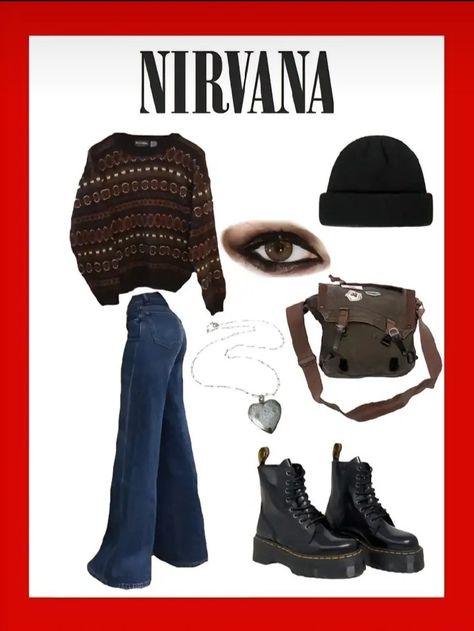 Rock Band Outfits, Nirvana Outfit, Rockstar Aesthetic Outfits, Rockstar Girlfriend Aesthetic, 80’s Outfits, Grunge Outfits Winter, Girlfriend Aesthetic, Rock Star Outfit, 90’s Outfits