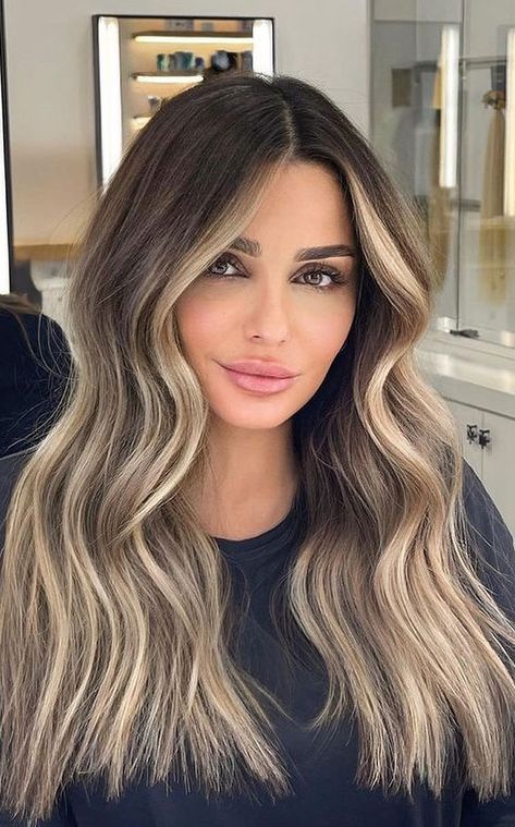 Balyage Long Hair, Bang Hairstyles, New Hair Color Trends, Blonde Hair With Roots, Basic Questions, Balayage Hairstyles, Brunette Hair With Highlights, Spring Hair Color, Brown Hair With Blonde Highlights