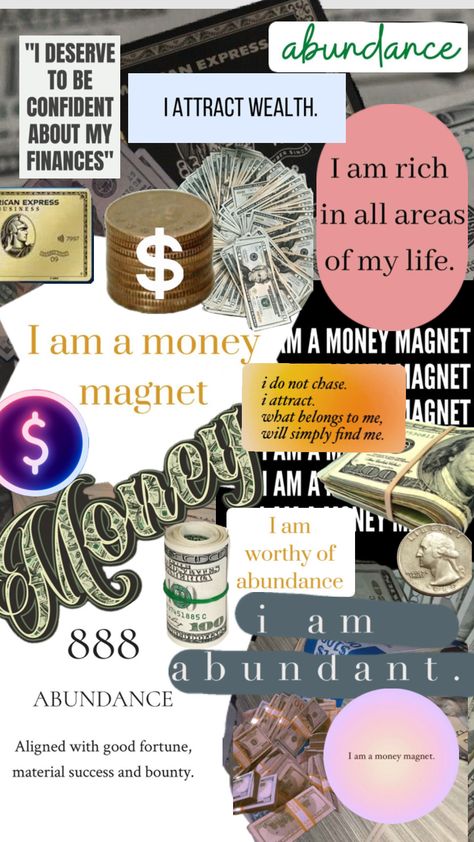 Manifesting my Abundance-Money is no object, I want it, I got it Collage Vision Board, I Am A Money Magnet, Abundance Images, Attract Wealth And Prosperity, Board Collage, Money Prayer, Vision Board Collage, Vision Board Examples, Money Vision Board