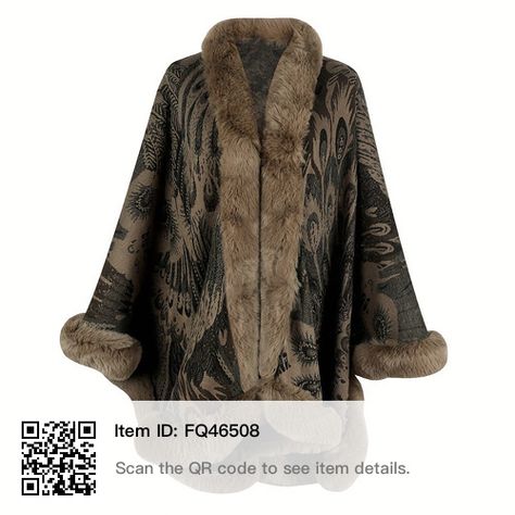 American Street Style, Open Front Poncho, Warm Shawl, Knitted Cape, Patterned Cardigans, Faux Fur Collar, Fashion Seasons, Clothing Size Chart, Womens Clothing Sizes