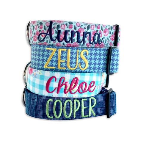 Personalized Dog Collars, Embroidered Dog Collars, Leashes, Dog Collar Bow Ties, Collar Flowers, Personalized Bandanas, Service Dog Gear Pets Stuff, Service Dogs Gear, Floral Dog Collar, Engraved Dog Collar, Embroidered Dog, Dog Collar With Name, Dog Collar Bows, Dog Collar Bow Tie, Dog Flower Collar