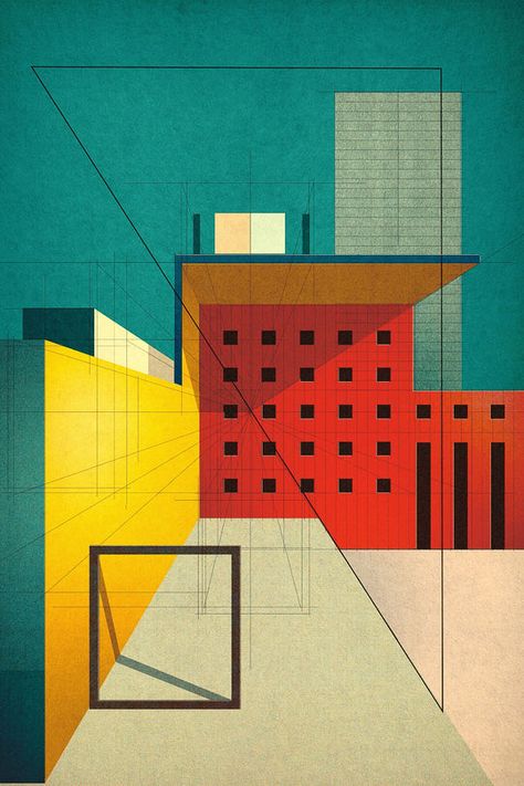 Mid Century Modern Architecture, Platform House, Douglas House, Nakagin Capsule Tower, Farnsworth House, City Posters Design, Architecture Drawing Art, Architecture Poster, Building Art