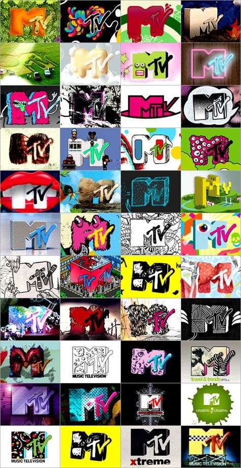 Corporate identity for the masses. MTV truly inspires by its corporate identity that allows art and change to produce many versions of the initial logo, for the popular culture. Best Logos Of All Time, Mtv Logo 80's, Mtv Ident, Mtv Logo, Show Logo, Dynamic Logo, Initial Logo, 3d Studio, Retro Wallpaper