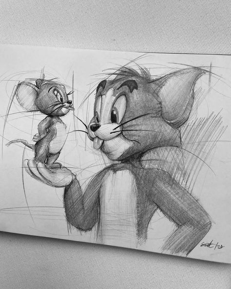 Jerry Drawing, Tom And Jerry Drawing, Realistic Sketch, Pencil Sketch Drawing, Cartoon Character Tattoos, Pencil Sketch Images, Cute Disney Drawings, Disney Art Drawings, Art Drawings Sketches Pencil