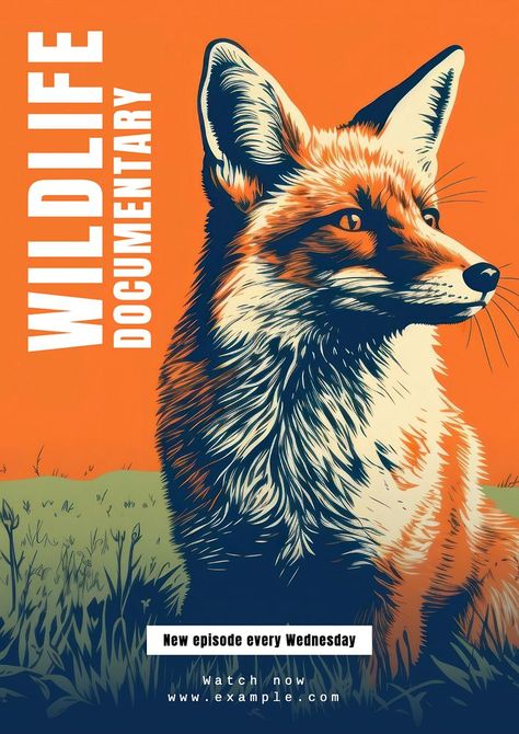 Wildlife documentary poster template | premium image by rawpixel.com / Chalr Wildlife Documentary, Documentary Poster, Png Nature, Fox Poster, Cartoon Tiger, Diy Gifts For Kids, Template Ideas, Best Templates, Poster Template