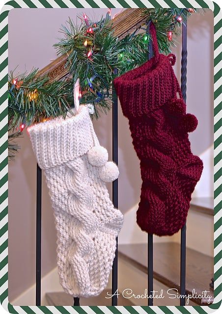 2016 Cabled Christmas Stocking Crochet-A-Long Natal, Crochet Christmas Stocking Pattern, Crochet Stocking, Crochet Christmas Stocking, Lion Brand Wool Ease, Christmas Stocking Pattern, Stocking Pattern, Personalized Stockings, I Love This Yarn