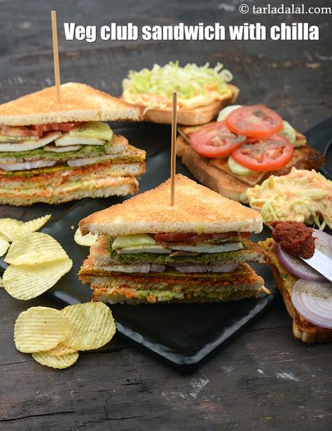 veg club sandwich recipe | Mumbai club sandwich | how to make restaurant style Indian club sandwich Veg Sandwiches Recipes, Veg Coleslaw Sandwich, Veg Grilled Sandwich Recipes, Easy Veg Sandwich Recipes, Diet Sandwich Recipes Veg, Veg Club Sandwich, Veg Sandwiches, Mumbai Club, Potato Wafers