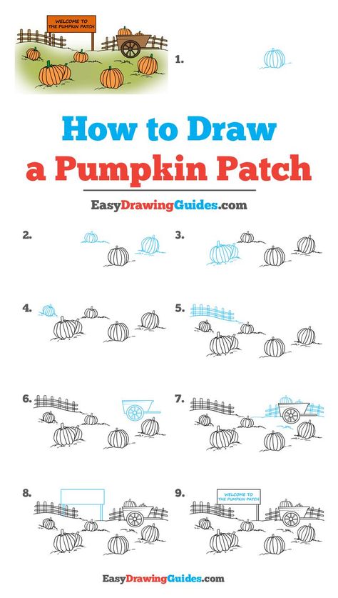 How to draw a pumpkin patch. Pumpkin Patch Cartoon, Pumpkin Patch Drawing Easy, How To Draw A Pumpkin, Pumpkin Patch Drawing, Month Doodles, How To Draw Pumpkins, Patch Drawing, Draw Pumpkin, Draw A Pumpkin