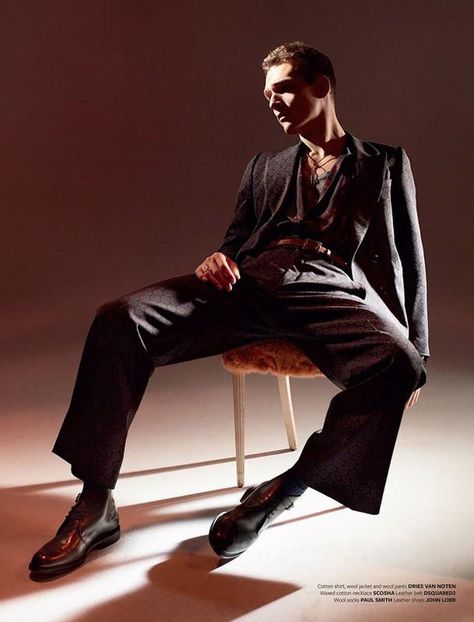 Man Sitting In Chair Pose, Cool Poses Male, Mini Moodboard, Models Polaroids, High Fashion Poses, Male Portrait Poses, Men Fashion Photoshoot, Fashion Models Men, Characters Inspiration