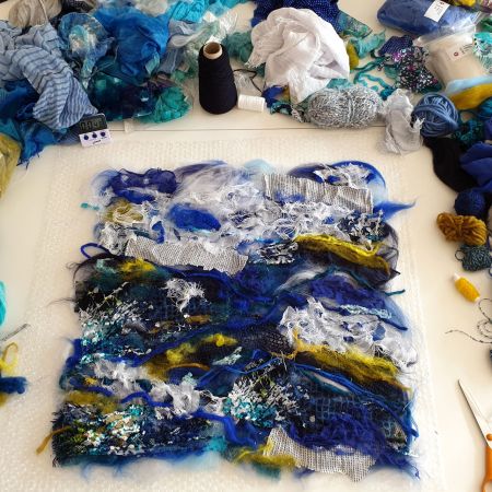 Seascape_Layout_Progressed Textiles Gcse, Textiles Ideas, Gcse Textiles, Textiles Sketchbook, Waves Abstract, Mixed Media Textiles, Ocean Pollution, Textiles Projects, Seed Pod