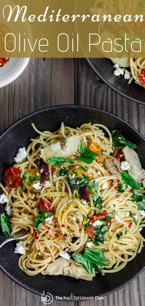 Pasta Diet, Light Pasta Dishes, Mediteranian Diet Recipes, Pasta Simple, Oil Pasta, Mediterranean Recipes Healthy, Mediterranean Diet Food List, Mediterranean Diet Recipes Dinners, Light Pasta