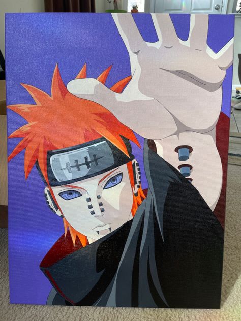 Shikamaru Painting, Akatsuki Painting, Naruto Acrylic Painting, Naruto Painting Ideas On Canvas, Naruto Canvas Painting, Pain From Naruto, Shikamaru Wallpaper, Fantasy Sketches, Akatsuki Pain