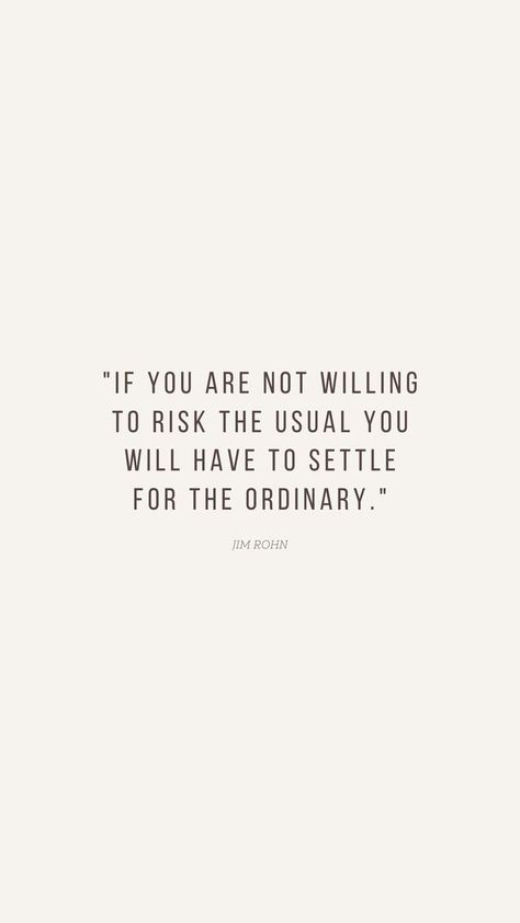 "If you are not willing to risk the usual you will have to settle for the ordinary." - Jim Rohn #quotes #aestheticquotes #thoughts #positivequotes #motivation Jim Rohn Quotes, Vision Board Affirmations, Jim Rohn, The Ordinary, Positive Quotes, Affirmations, Instagram Photos, Photo And Video, Instagram Photo