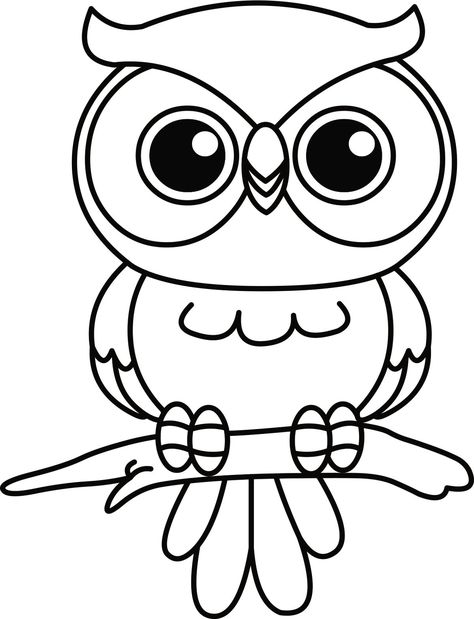 Cute Owl Drawing Simple, Owl Drawing Simple, Art To Color, Owl Templates, Owl Coloring, Owl Printables, Owl Clip Art, Owl Coloring Pages, Art Mignon