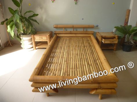 SPRING BED - BAMBOO BED Size 100x200cm or any requested sizes Color: natural or any requested color #livingbamboo #bed Bamboo Furniture Diy, Bamboo Bedroom, Bamboo Bed Frame, Bamboo Furniture Design, Rustic Furniture Design, Interior Hotel, Bamboo Bed, Bamboo House Design, Bamboo Bedding