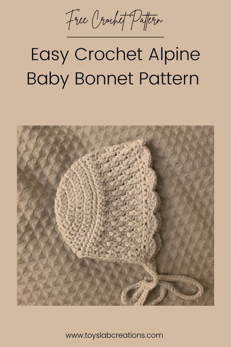 Easy Crochet Bonnet, Newborn Baby Bonnet Crochet Pattern Free, Newborn Crochet Hat Pattern Free Girl, Crochet Doll Bonnet Free Pattern, Newborn Crochet Baby Hat, Crochet Infant Bonnet Free Pattern, Crochet Hat For Newborn, Free Bonnet Crochet Pattern, Crochet Projects For Newborns