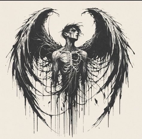 Dark Angel Tattoo, Creepy Tattoos, Gothic Tattoo, Ange Demon, Dark Art Tattoo, Tattoo Style Drawings, Tattoo Design Book, Dark Art Drawings, Dark Tattoo