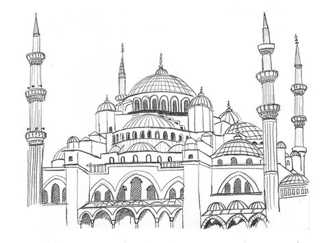 drawing Blue Mosk by Studio Ellessi Mosque Drawing, The Blue Mosque, Drawing Blue, Mosque Art, Islamic Caligraphy Art, Islamic Caligraphy, Caligraphy Art, Blue Mosque, Islamic Artwork