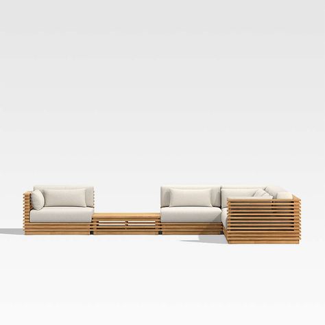 Outdoor Sectionals & L-Shaped Patio Sectional Sofas | Crate & Barrel L Couch, Alfresco Living, Outdoor Sectionals, Outdoor Sectional Furniture, Outdoor Furniture Covers, Outdoor Couch, Minimalist Silhouette, Side Coffee Table, Patio Sectional