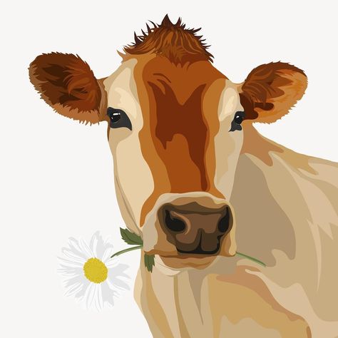 Cow Aesthetic, Farm Animal Paintings, Decorative Wall Decor, Cow Photography, Graphic Cow, Cow Art Print, Cow Vector, Cow Illustration, Highland Cow Art