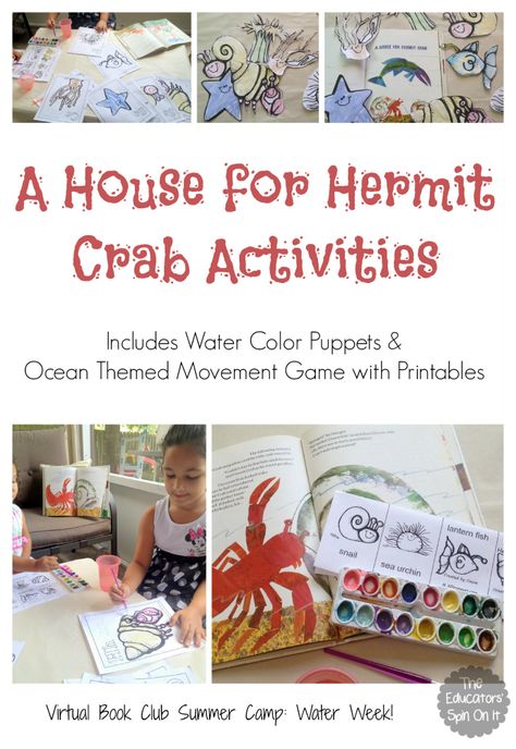 A House for Hermit Crab Activities inspired by Eric Carle for a fun summer book activity Eric Carle Activities, Animal Movement, Ocean Activities, Hermit Crab, Author Studies, Summer Books, Eric Carle, Children's Literature, Ocean Themes