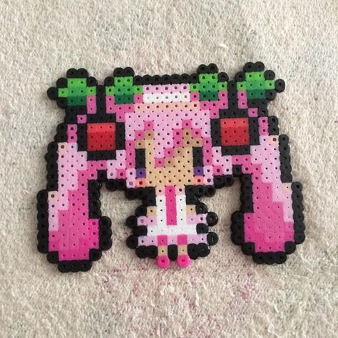 Hatsune Miku Miku Perler, Sakura Miku, Crafts To Do When Your Bored, Hamma Beads Ideas, Fuse Bead Patterns, Pixel Art Templates, Perler Art, Hama Beads Design, Perler Bead Templates