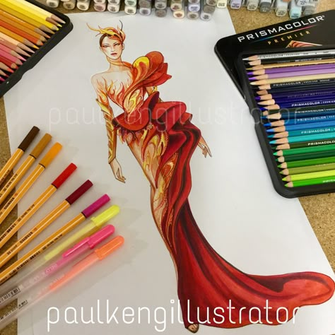 Fashion Design & Illustration by @paulkengillustrator Fashion Figure Drawing, Fashion Illustrations Techniques, Fashion Drawing Sketches, Dress Illustration, Fashion Drawing Tutorial, Dress Design Drawing, Fashion Illustration Sketches Dresses, Fashion Design Sketchbook, Fashion Design Collection