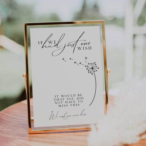 Turn your special day into a cherished memory with our "We Wish You Were Here" sign. This wedding sign tempalte is not just a loving memorial sign but also a beautiful addition to your wedding decor. Create a touching memory table sign or a candle memorial sign to honor those who are no longer with us. With its rustic charm and elegant design, this editable sign is the perfect wedding signage to express your love and remembrance FLD100 Memory For Loved Ones Wedding, Memory Table Quotes For Wedding, Loved Ones Memorial Wedding, Wish You Were Here Wedding Table, Memorial Wedding Signs, Memorial Sign For Wedding, Wedding Memory Table, Candle Sign, Memory Table Sign