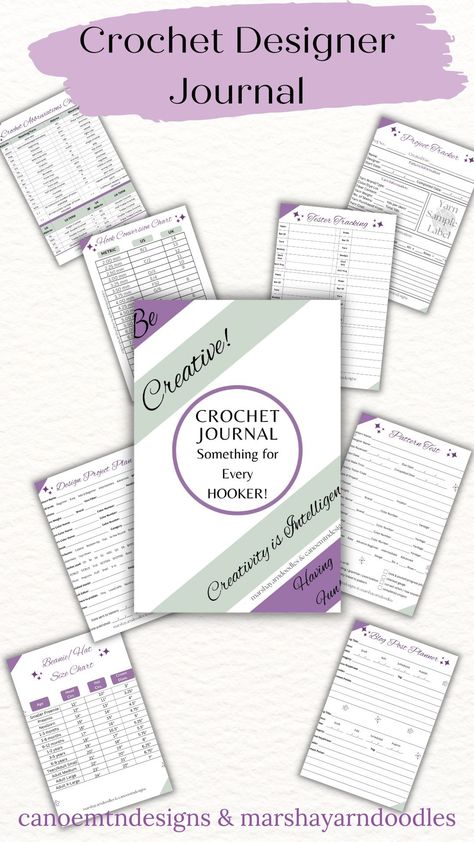 The perfect journal/planner for crochet designers. Keep track of Monthly/Weekly/Daily Planning, Business Goals, Pattern & Tester Trackers, Size Charts, Social Media & Blog Trackers. Everything in one place. Print as often as you want! #crochetjournal #crochetplanner #journal #planner #crochetdesigner #crochet Crochet Bullet Journal, Designer Journal, Journal Tracker, Social Media Blog, Bullet Journal Tracker, Planning Business, Daily Planning, Daily Plan, Wind Spinners