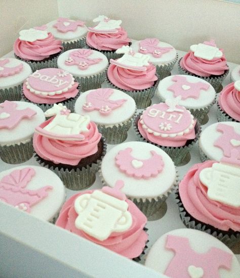 Pink Baby Shower Cupcakes, Baby Shower Cupcake Ideas, Girl Shower Cupcakes, Pink Bear Baby Shower, Baby Shower Cupcake Cake, Frog Baby Showers, Baby Shower Cupcakes For Girls, Baby Shower Cake Designs, Baby Shower Images