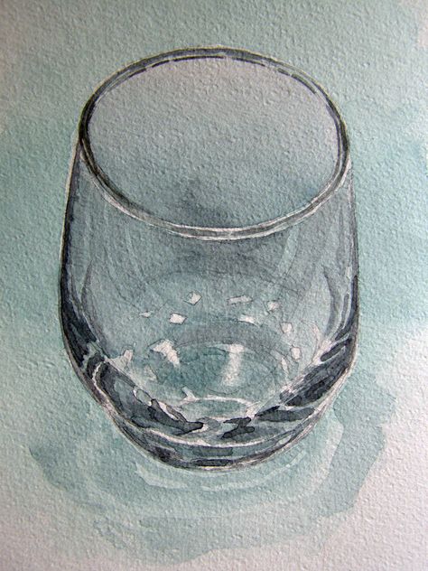 Glass in watercolour by Mad-Margaret Glass Watercolor, Painting Glass, Watercolor Water, Watercolor Lessons, 수채화 그림, Water Colors, Watercolor Inspiration, Watercolour Tutorials, Watercolor Drawing