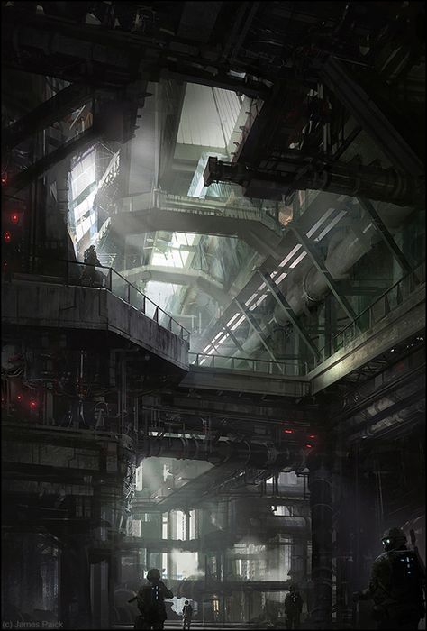 Sci Fi Dystopia Concept Art, Industrial Sci Fi Environment, Sci Fi Dystopia, Industrial Sci Fi, Sci Fi Industrial, Sci Fi Prison, James Paick, Concept Art Landscape, Sf Wallpaper