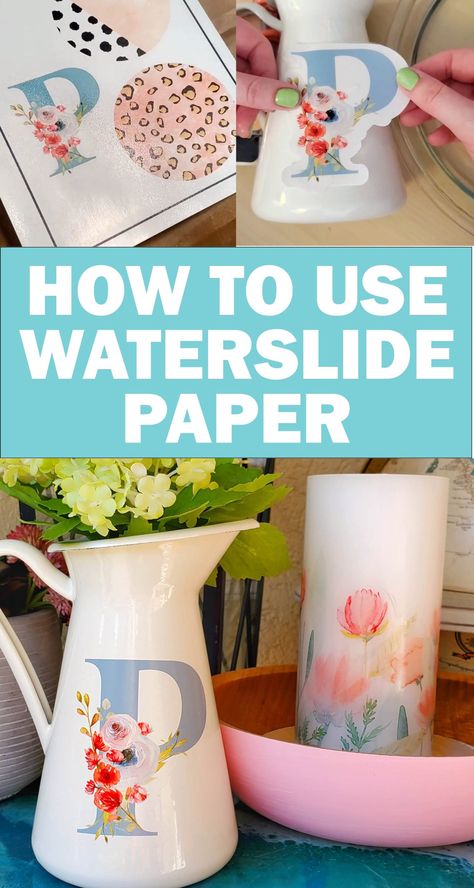 Waterslide Decals Ideas, Water Slide Paper, Cottagecore Crafts, Making Tumblers, Cricut Projects Easy, Diy Stencils, Antique Booth Ideas, Easy Crafts To Sell, Ceramic Projects