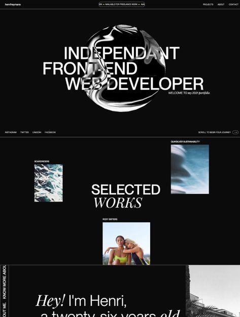 Typography Landing Page, Brutalist Web Design, Futuristic Website Design, Futuristic Web Design, Futuristic Website, Creative Landing Page, Web Design Black, Portfolio Website Inspiration, Portfolio Landing Page