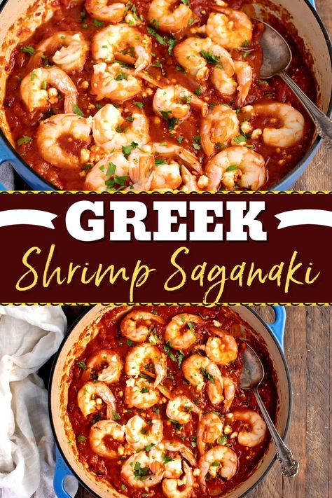 Greek Shrimp With Orzo And Feta, Shrimp Saganaki, Saganaki Recipe, Greek Shrimp, Mediterranean Appetizers, Tomatoes And Feta, Greek Dinners, Mediterranean Cooking, One Pot Dishes