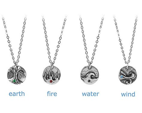 ELEMENTS NECKLACE | Four Element, Earth, Wind, Water and Fire, Recycled Sterling Silver, Astrology, Signs, Horoscope, Zodiac | UncommonGoods Avatar Symbols, Bff Stuff, Water And Fire, Element Necklace, Bff Jewelry, Element Earth, Signs Horoscope, Earth Wind, Bff Necklaces