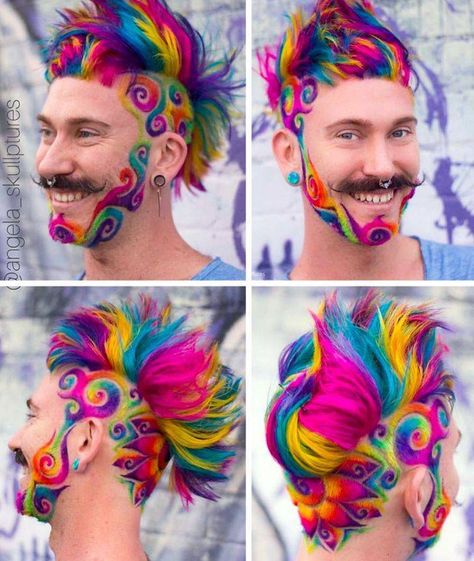 74 Fun Filled Randoms to Break Up the Mundane - Funny Gallery Shaved Hair Designs, Dark Brunette Hair, Rainbow Hair Color, Neon Hair, Hair Techniques, Hair Tattoos, Hair Shows, Colorful Hair, Drag Queens