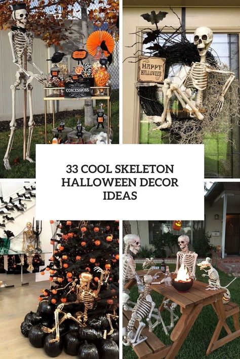 cool skeleton halloween decor ideas cover Skeleton Decor Ideas, Skeleton Decorations Outdoor, Skeleton Display, Diy Halloween Skeleton, Skeleton Halloween Decor, Skeleton Decor, Halloween Fireplace, Halloween Mantle Decor, Scary Halloween Decorations Diy