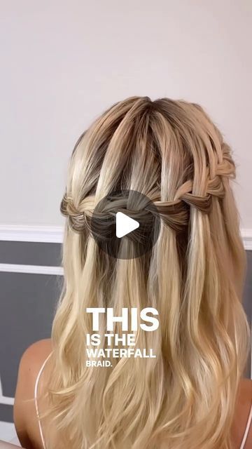 Curled Waterfall Braid, How To Make Waterfall Braid, Waterfall Braid Half Up Half Down, How To Do A Waterfall Braid, Braid And Ponytail Hairstyles, How To Waterfall Braid, Waterfall Braid Tutorial, Waterfall Braid Hairstyle, Braid Half Up Half Down