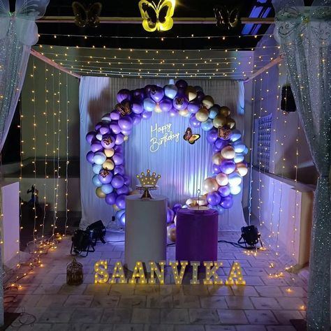 Hall Decor Ideas Party, Bday Stage Decoration Ideas, Terrace Bday Decoration, Balloon Stage Decorations, Terrace Birthday Decoration, Birthday Stage Decoration Ideas, Birthday Stage Decoration, Easy Birthday Party Decorations, Airplane Birthday Party Decorations