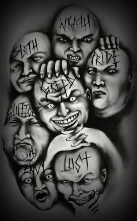 7 sins 7 Sins And Virtues, 7 Deadly Sins Drawings, Seven Deadly Sins Artwork, 7 Sins Illustration, 7 Deadly Sins Artwork, 7 Sins Tattoo, Seven Deadly Sins Art, 7 Deadly Sins Tattoo, Sins Tattoo