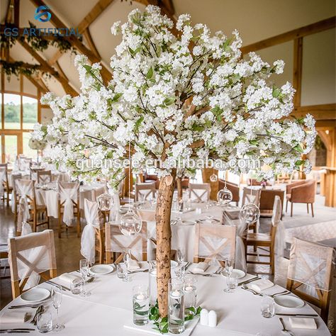 Tree Centrepiece Wedding, Blossom Tree Wedding, Tree Wedding Centerpieces, Sakura Wedding, Artificial Cherry Blossom Tree, Cherry Flowers, Tree Centerpieces, Wishing Tree, Artificial Trees