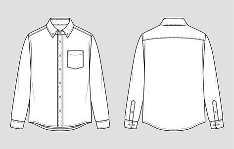 Men's shirt. button-down collar and cuff... | Premium Vector #Freepik #vector #business #man #button #clothes Button Shirt Drawing, Unbutton Shirt Drawing, Button Up Shirt Sketch, Flat Sketch Of Shirt, Men Shirt Technical Drawing, Gents Shirts, Shirt Sketch, Flat Drawings, Shirt Drawing