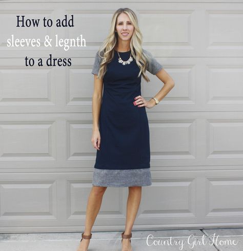 COUNTRY GIRL HOME : Sheath Dress Refashion.  How to add sleeves and length to a dress. Sewing Alterations, Add Sleeves, Altering Clothes, Ropa Diy, Recycle Clothes, Refashion Clothes, Clothing Hacks, Sewing Clothes, Upcycle Clothes