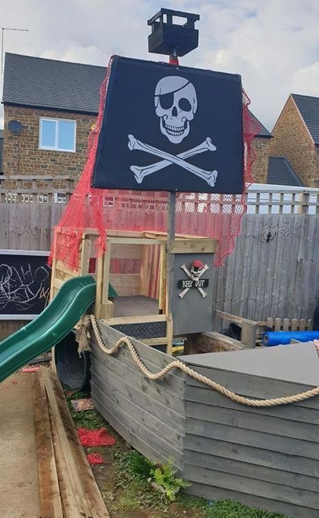 Wooden Pirate Ship Playhouse, Diy Outdoor Pirate Ship, Pirate Ship Playground Diy, Play Pirate Ship, Backyard Pirate Ship Diy, Pirate Ship Playground, Outdoor Pirate Ship, Pirate Ship Playhouse Plans, Pirate Background