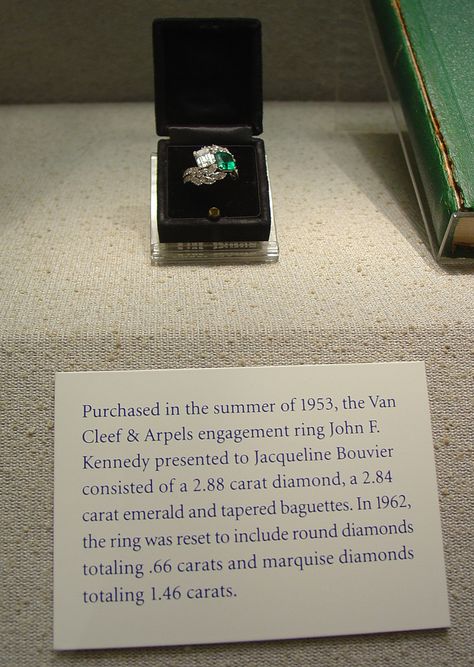 On display at the JFK  Library and Museum near Boston, Massachusetts Engagement Rings Van Cleef, Jfk Library, Royal Engagement Rings, Jacqueline Bouvier, John Fitzgerald, Round Diamond Ring, Jackie O, Royal Jewels, Boston Massachusetts